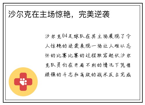 沙尔克在主场惊艳,完美逆袭