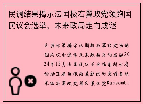 民调结果揭示法国极右翼政党领跑国民议会选举,未来政局走向成谜